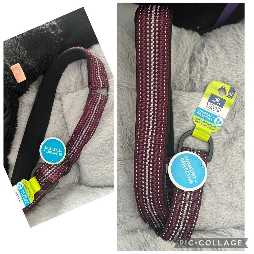 Top Paw XL Purple Reflective Martingale Dog Collar New